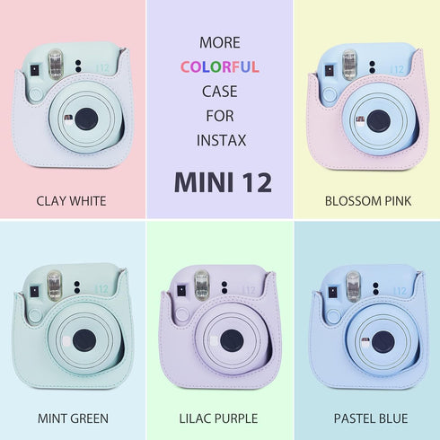 Phetium Instant Mini 12 Camera Protective Case Compatible with Instax Mini 12 11, PU Leather Bag with Pocket, Lilac