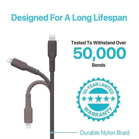 BLACK+DECKER USB C to Lightning Cable - Fast Compatible iPhone Lightning Cable - Durable Braided Type C iPhone Charger Cord - for Travel and Daily Use - Multiple Colors and Lengths - 3ft