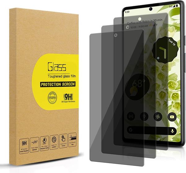 3 Pack Anti-Spy Tempered Glass Privacy Screen Protector for Google Pixel 6, Ultra HD, 9H, Bubble-Free, Easy Install.