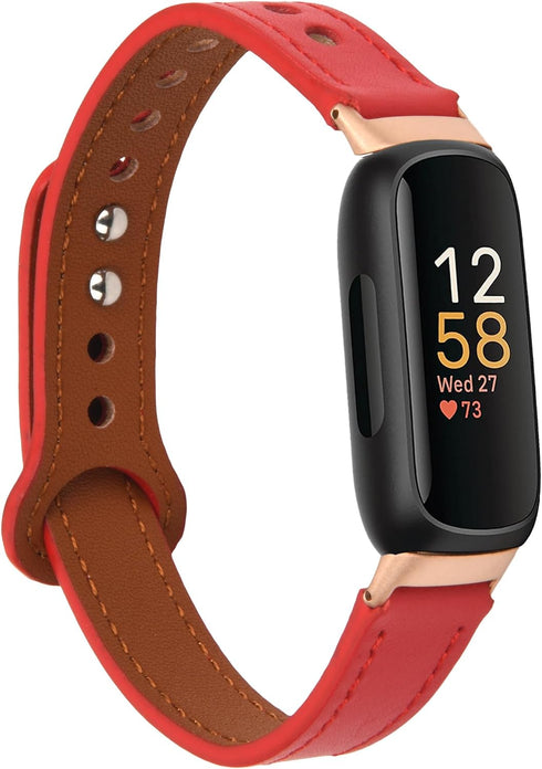 Genuine Leather Replacement Wristband for Inspire 3 Smartwatch, Waterproof Strap, Compatible with Fitbit Inspire 3 for