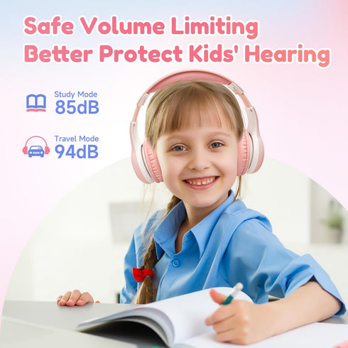 EarFun Kids Bluetooth Headphones, K2 Kids Headphones with Volume Limited, 40H Playtime, Foldable Over-Ear Headphones