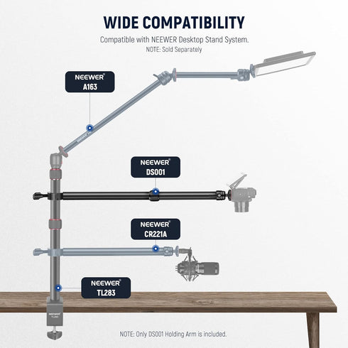 NEEWER DS001 Table Overhead Camera Mount Arm, 11.8-20 inches Telescopic Extension Arm for Table Stand with Ball Head