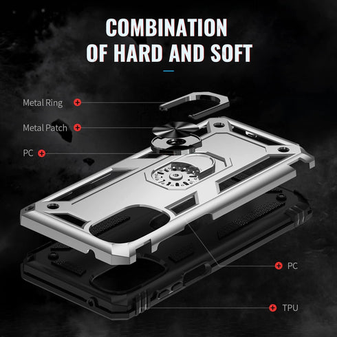 Military Grade Shockproof Case for Motorola Moto G Stylus 5G 2022, 360 Metal Rotating Ring Kickstand Holder (Silver)