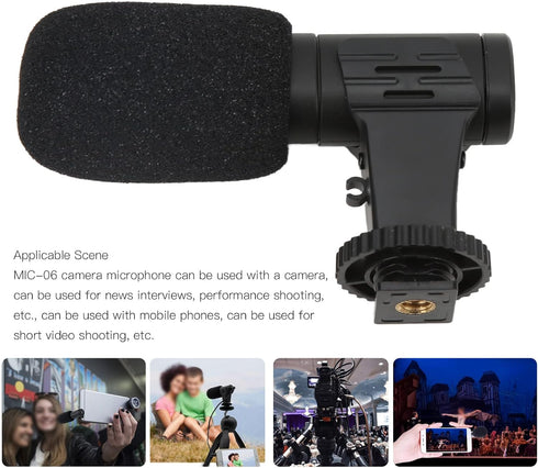 Camera Microphone, Universal 3.5mm Mobile Phone Mini Microphone for Live Conference Video Vlog