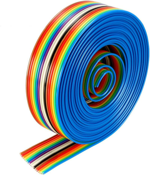 uxcell Flat Ribbon Cable, 16P Rainbow IDC Wire, 1.27mm Pitch, 3 Meters Long