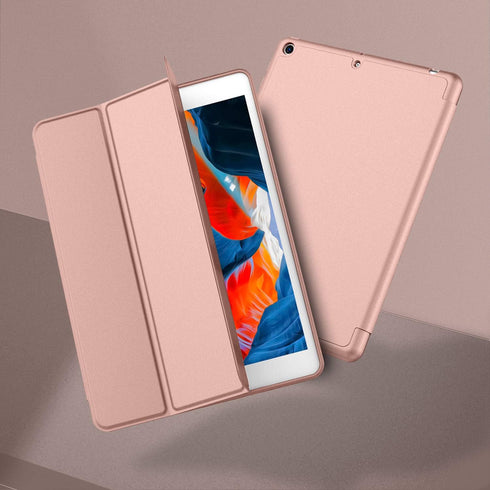 iPad 9th/8th Generation Case - 10.2 Inch with Pencil Holder, Soft Baby Skin Silicone Back, Auto Wake/Sleep Cover (Rose