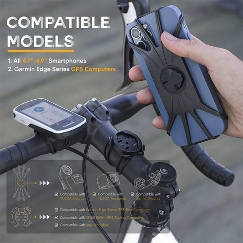 TUSITA 2 in 1 Bike Mount Quick Release for Garmin Edge GPS, iPhone 14 13 12 Pro Max, Samsung Galaxy