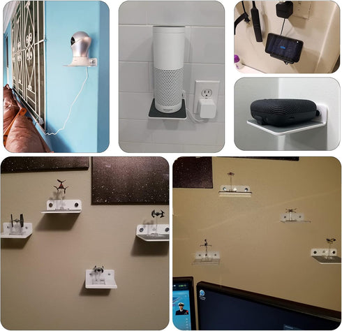 TXEsign 2-Pack 4.25" Acrylic Small Floating Shelves for Speaker Mount, Webcam, Cell Phones, Display Shelf (White, Small)