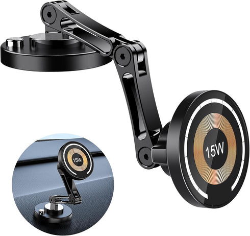 Magnetic Wireless Car Mount Charger, 15W Fast Charging Mag-Safe Car Mount, Fits iPhone 15 14 13 12 and All Smartphones