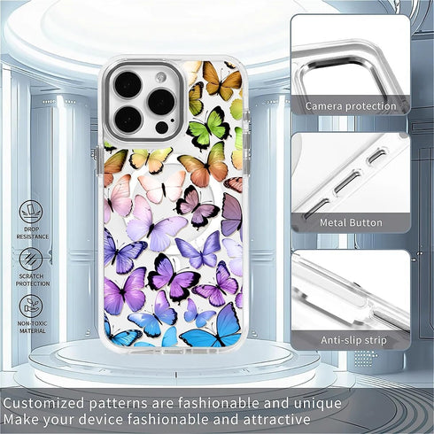 Zeggi 15 15 6.1'' for iPhone Case(Compatible with Magsafe),Gradient Butterfly Transparent Magnetic Anti-Fall White