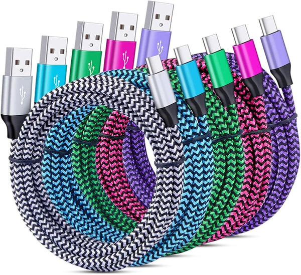 C Charger Cable Fast Charging 5Pack 6Ft Type USB C Cords for Android Compatible with Samsung Galaxy S26 S25 S23 S21 S20