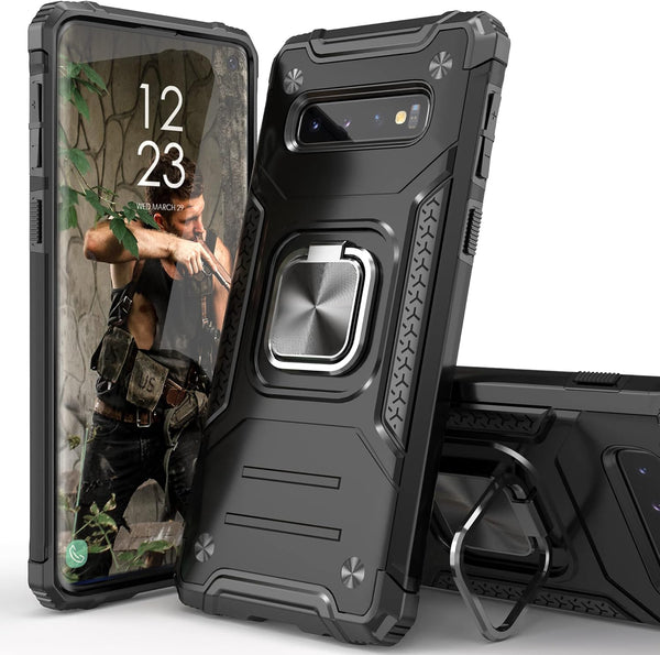 for Galaxy S10 Plus Case - Hybrid Drop Test Cover with Car Mount Kickstand Slim Fit Shockproof Protective Case