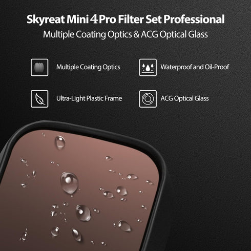 SKYREAT ND Filters Set for DJI Mini 4 Pro Accessories, 6 Pack (CPL, UV, ND8, ND16, ND32, ND64)