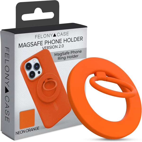 FELONY CASE - Neon Orange Ring Grip and Stand - Version 2.0- Improved Stronger