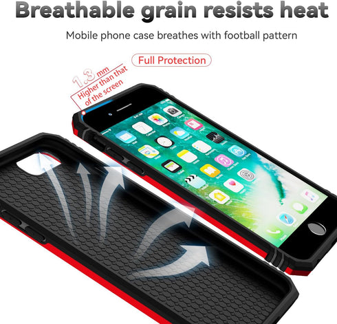 SunStory iPhone 8/7/6 Plus Case with HD Screen Protector, Slide Camera Cover & Kickstand, Military-Grade, Red