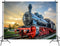 DYNH Sunset Supplies-7x5FT Steam Train Backdrop,Railroad Tracks Railway Photo Background,Train Banner,School Bulletin