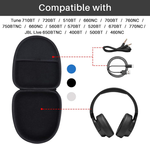 Hard Case Compatible with JBL Tune 710BT 720BT 510BT 660NC 700BT 570BT 760NC Bluetooth Headphones, Black Case