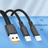 Multi IP USB Cable 4FT, 2 in 1 Multiple iPhone USB Cable, 3A USB Charger, Nylon Cord, USB A to Double IP Port for