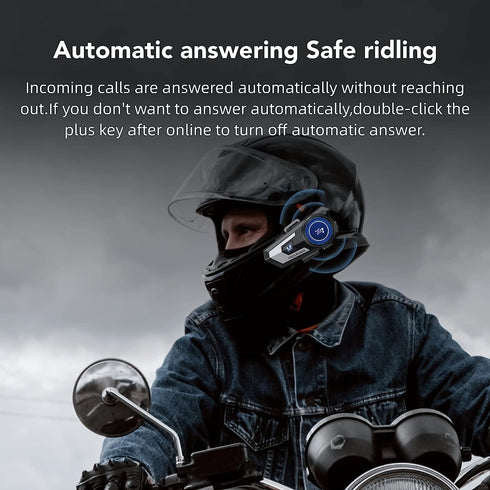 Motorcycle Helmet Bluetooth Headset, CVC Noise Cancellation Stereo Music, 90 Hours Playing Time, Ultra-Thin Earphone