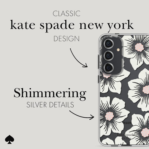 kate spade new york Samsung Galaxy S24 Plus Case - Hollyhock Cream, Compatible with Wireless Charging