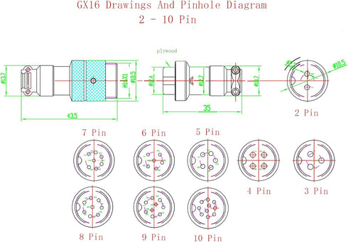 16.4 ft GX16 4 Pin Cable, Double Female Head Aviation Cordset, 20AWG Metal Aviation Connector Adapter Female to Female