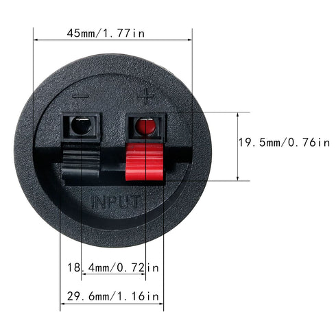 Round Speaker Terminal Cup, 4PCS Round Express Spring Clip Double Binding Post for Car Subwoofer