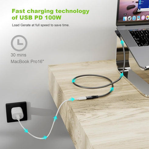 USB 3.2 Extension Cable 1.65FT, Short USB-C Extension Cable, Right Angle Male to Female Extension Charging, Supports