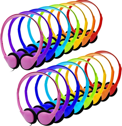 CN-Outlet Kids Headphones 16 Pack Bulk Multi Color for School Classroom Students