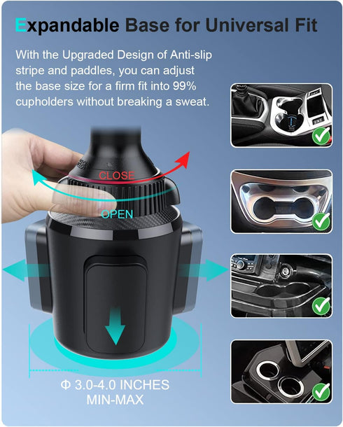 OQTIQ for MagSafe Cup Holder Wireless Car Charger Mount, Magnetic Phone Charger with Heat-Dissipating System for iPhone