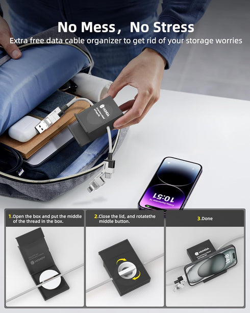 HUNDA 4 in 1 USB C to C Fast Charging Cable, 100W Dual Type C Cable Combo for iPhone 15/15 Pro/Max