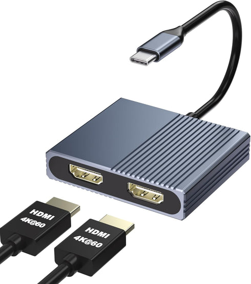 Movcle HDMI Splitter for Dual Monitors, Dual HDMI Adapter for 2 Monitors, 4K@60hz