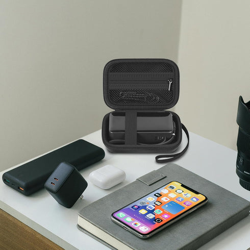 Boobowl Travel Case for Anker 3-in-1 Portable Charger, 10,000mAh Power Bank, Black Storage Bag with Mesh Pocket