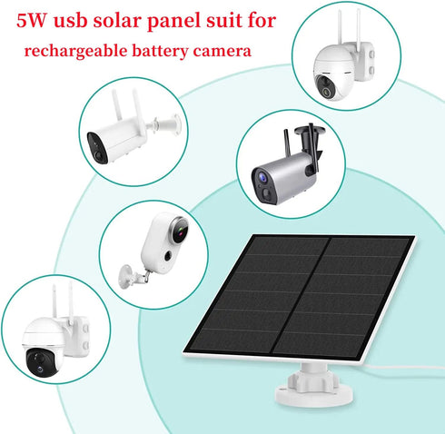Solar Panel for Wireless Security Camera Outdoor - USB C & Micro USB 5W Solar Panel with 9.8ft USB Cable