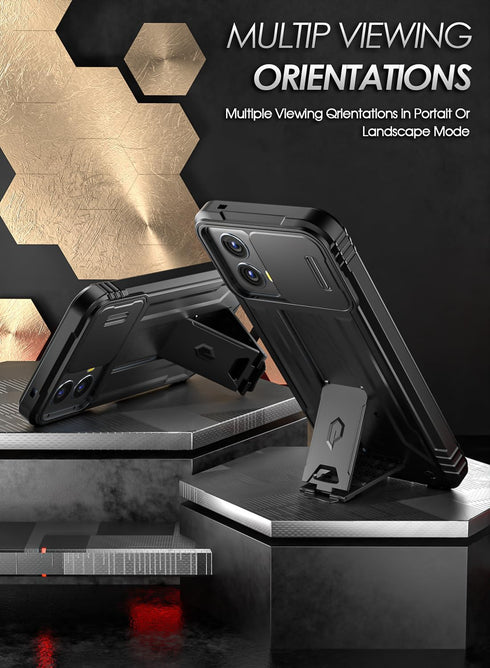 Poetic Revolution Case for Motorola Moto G 5G 2024, Black, Full-Body Rugged Shockproof Cover with Kickstand & Slide