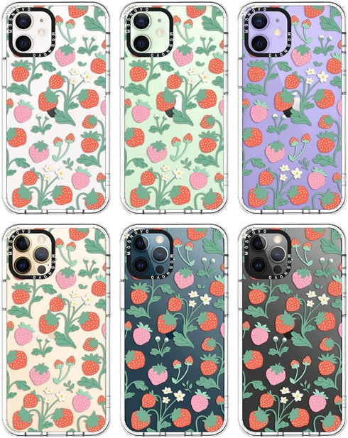 MOSNOVO Clear Shockproof TPU Case for iPhone 12 & 12 Pro, Buffertech 6.6 ft Drop Impact, Strawberry Garden Design