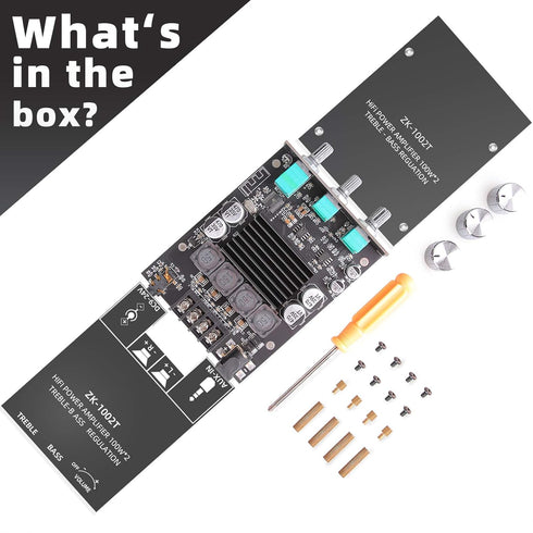 200W Bluetooth 5.0 Mini Wireless Stereo Audio Receiver Amplifier Board with Treble and Bass Control for Home Speakers