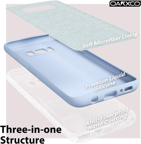 oakxco for Samsung Galaxy S8 Phone Case Liquid Silicone, Cute Thin Slim Soft Rubber TPU Plain Smooth Gel Cover - Aqua