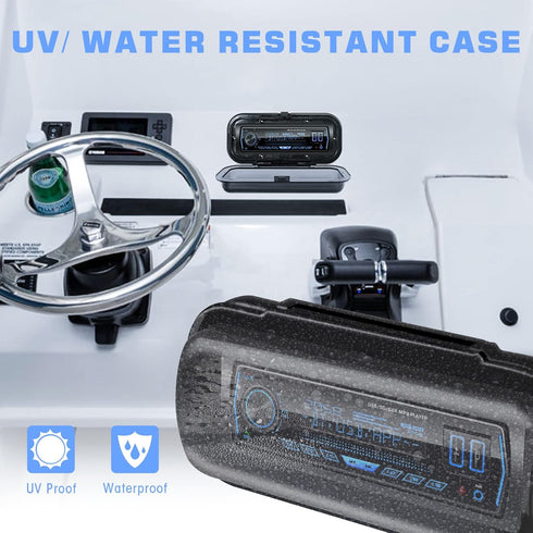 Water Resistant Marine Radio Cover - Boat Stereo Splash Guard Housing - Marine Stereo Waterproof Case for Universal Single DIN Media Receiver