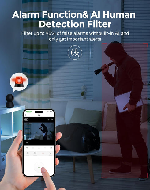 Hugolog 2K 3MP Indoor Pan/Tilt Security Camera, Auto-Focus, Ideal for Baby Monitor/Pet Camera/Home Security, Starlight