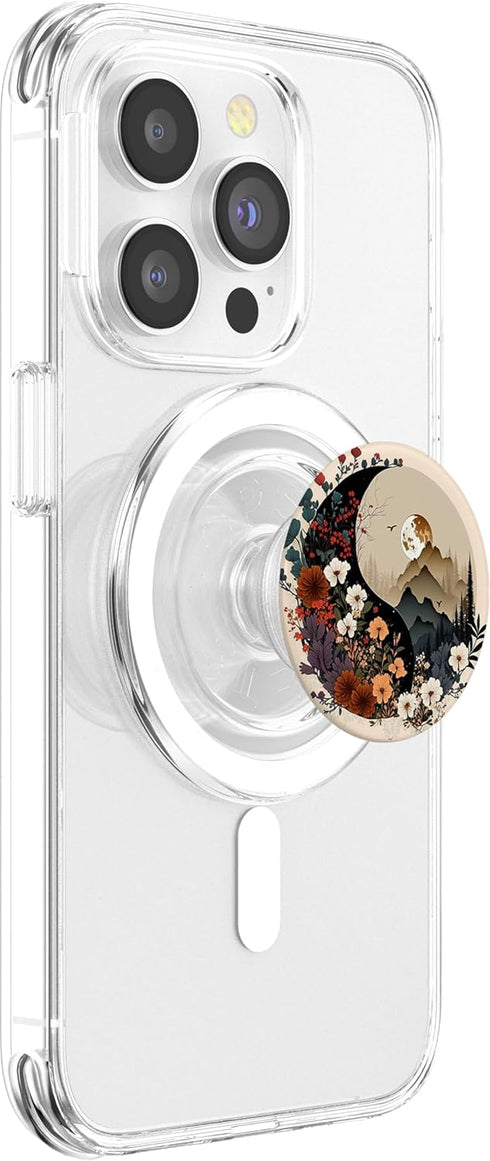 Boho Chic Yin Yang Symbol Floral Forest Nature Mountain PopSockets PopGrip for MagSafe