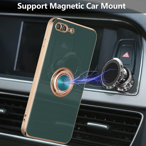 EYZUTAK Electroplated Magnetic Ring Holder Case, 360 Degree Rotation Metal Finger Ring Holder for iPhone 7 Plus 8 Plus