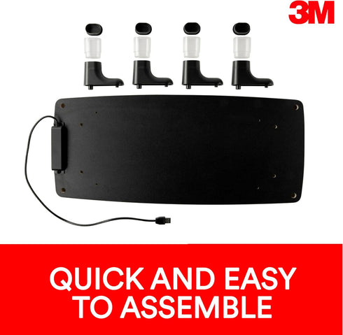 3M 4-Port Adjustable Monitor Stand with USB Hub, Black, Great for Computer Monitors, Laptops, TVs, Speakers, Printers