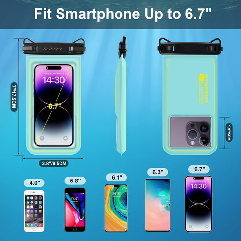 Floating Waterproof Phone Pouch, IP68 Waterproof Phone Case for iPhone 15 14 13 Pro Max Samsung Galaxy, Up to 6.7''