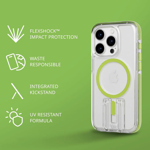 Tech21 Evo Crystal Kick Case for iPhone 15 Pro - Compatible with MagSafe - Impact Protection Case - Lime