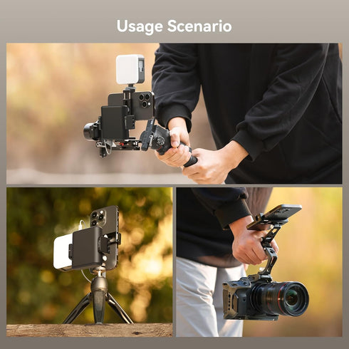 SMALLRIG Metal Phone Support with Cold Shoe Mount, Universal Cell Phone Mount Adapter for iPhone 15, Samsung Galaxy