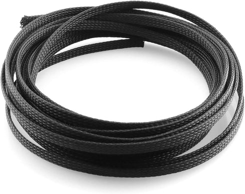 DGZZI Braided Wire Sleeve, 16.4ft 1/4 Inch Flame-Retardant Black Expandable Cable Sleeving for Automotive