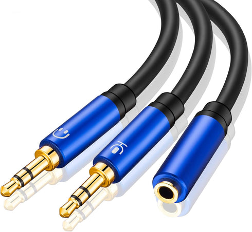 Headphone Splitter 5FT, 3.5mm Female to Dual 3.5mm Male Y Splitter Cable for Smartphone Headset to PC Adapter