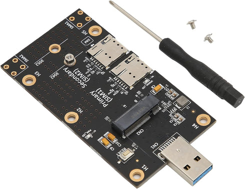 Qiilu M.2 3.0 3G/4G/5G to USB Adapter Push Connector for Dual SIM Card Slot Computer Module with Dual Nano SIM Card