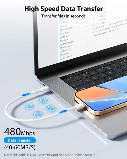 6-Pack Cables,8 Inch/0.7Ft 60W SOOPII Short USB C to USB C Type C Fast Charging Cables,Compatible