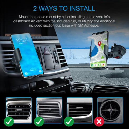 X5 Motorized Qi Car Mount - 15W/7.5W Wireless Charging, Auto Sensing Clamping for iPhone, Android & Galaxy Smartphones